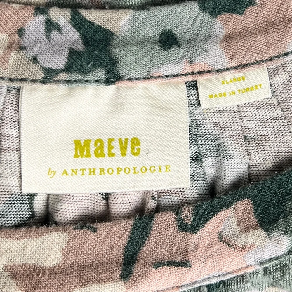 Anthropologie Maeve Linen Puff Sleeved Top in Green Floral - XL - Picture 9 of 11